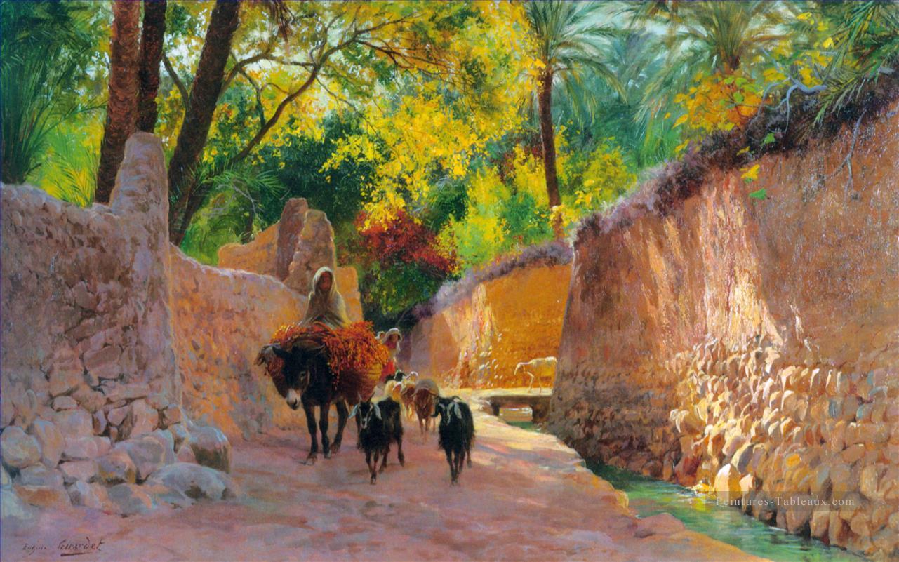 Sur le chemin du marche Eugène Girardet orientaliste Peintures à l'huile